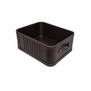 Luxury Brown Leather Storage Basket
