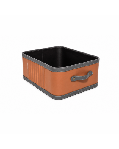 Luxury Tan Leather Storage Basket