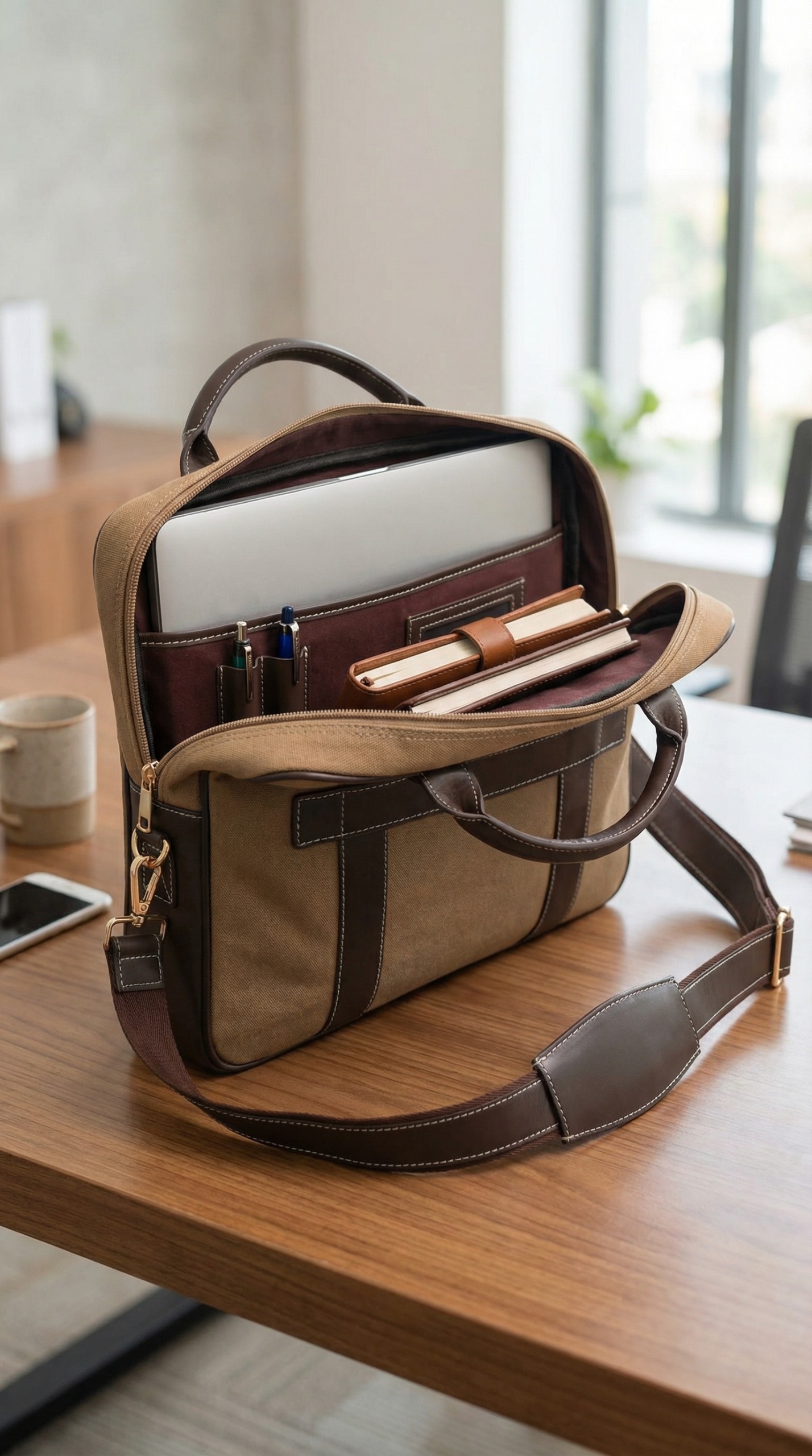 Dual-Tone Laptop Office Bag