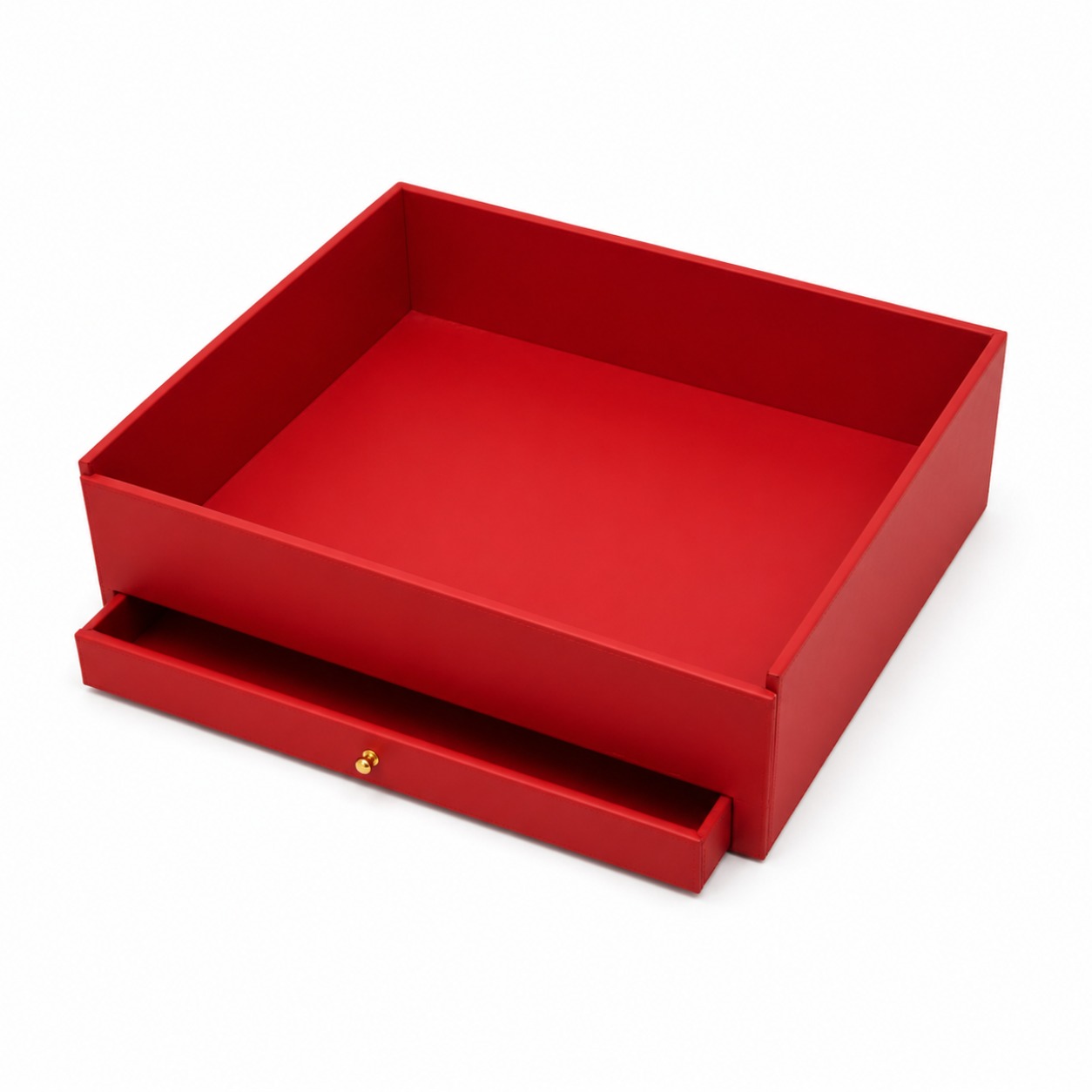Leather Organizer Box with Drawer