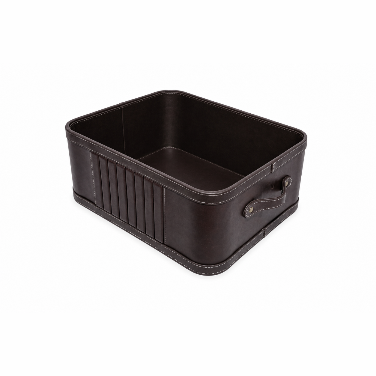 Luxury Brown Leather Storage Basket